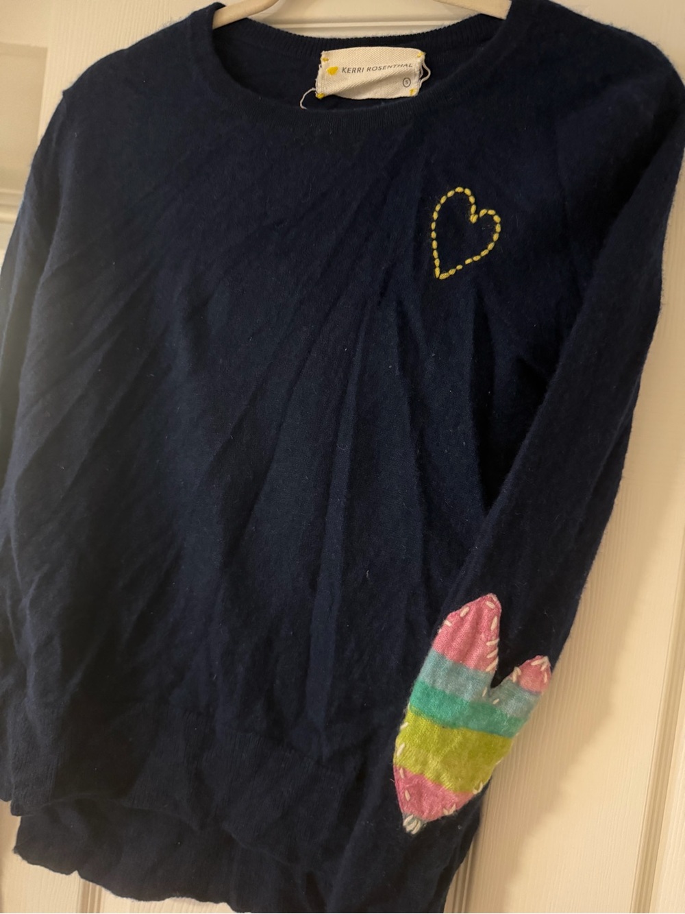 Kerri Rosenthal Navy Heart Patch Pullover